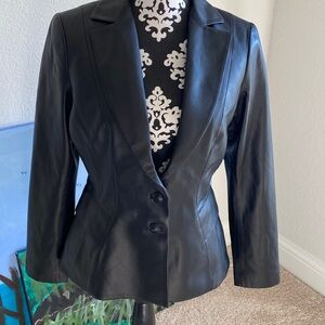 White House Black Market Signature Black Leather Blazer